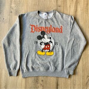 Disneyland Gray Crewneck Sweater with Mickey Mouse 1955 Graphic Size S
